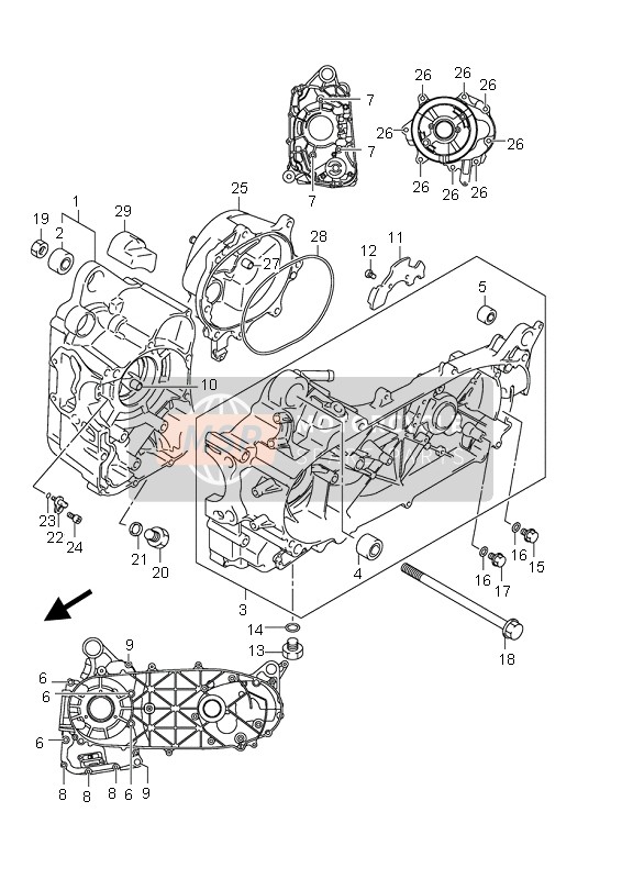 Suzuki UH125 BURGMAN 2009 Crankcase for a 2009 Suzuki UH125 BURGMAN